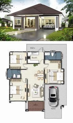 Bungalow House Floor Plans, Modern Bungalow House Plans, Rumah Moden, Single Floor House Design, Modern Bungalow House Design, Three Bedroom House Plan, One Storey House, Pelan Rumah, Modern House Floor Plans