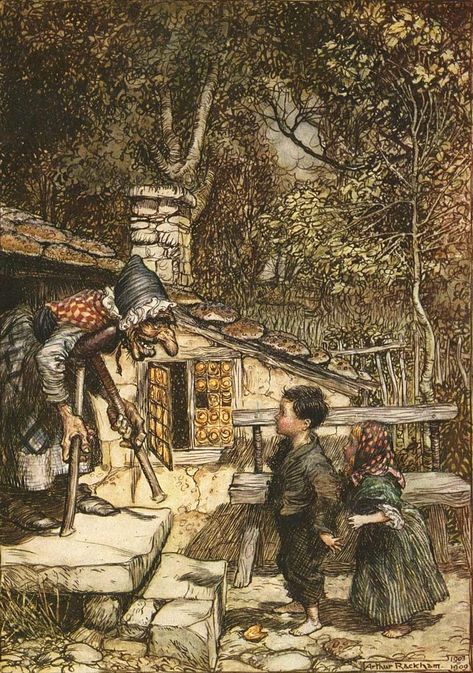 Brothers Grimm Fairy Tales, Hansel Y Gretel, Scary Witch, 동화 삽화, Hansel And Gretel, Arthur Rackham, Classic Fairy Tales, Brothers Grimm, Grimm Fairy Tales