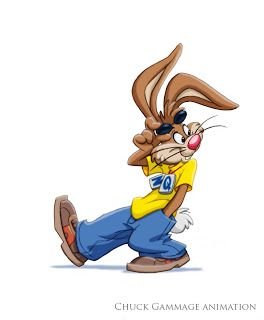 The Gammage studio did a couple of jobs with the Nesquik Rabbit. This particular look of the rabbit was the result of the agency asking me to modernize him, dog-tags and all.. Now I'm thinking, I should have lowered his pants and had his boxer shorts visible yo.  Daryl Graham Animation and Design: Nesquik Rabbit Nesquik Rabbit, Nesquik Bunny, Rabbit Cartoon Drawing, Logo Mexicano, Cartoon Tattoo Ideas, Animated Shows, Cartoon Tattoo, Looney Tunes Cartoons, Bunny Drawing