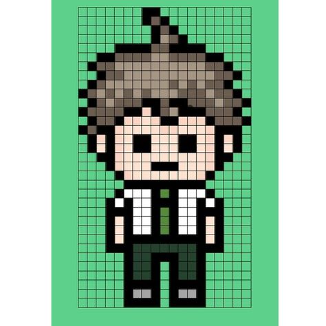 Hajime Hinata, Pixel Characters, Tiny Cross Stitch, Pixel Art Templates, Diy Perler Bead Crafts, Anime Jewelry, Pixel Art Grid, Kandi Patterns, Anime Pixel Art