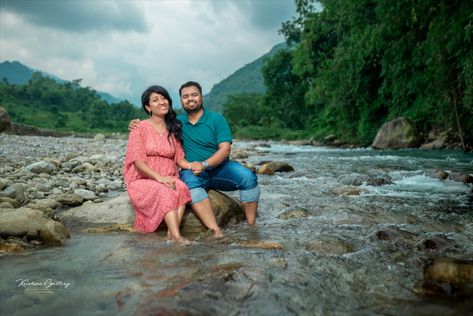 Pre-Wedding Couple's Toes in the Water, Capturing Love's, Nature's Lap , Nature's Love Seat, Eternal Affection, Love on the Rocks, Binnaguri Shot, krishna gallery weddings photography & films. River Side Photography, River Side, Pre Wedding Shoot Ideas, Lush Greenery, Wedding Moments, Wedding Couple, T Shirt And Jeans, The Boy, Casual T Shirt