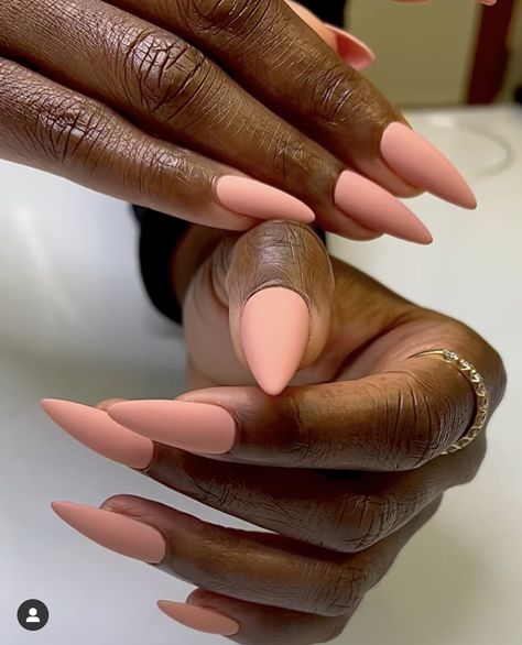 Matte Fall Nails 2024, Plain Matte Nails, Girly Acrylic Nails Almond, Matte Almond Shaped Nails, Coffin Dip Nails, Bright Almond Nails, Beach Vacation Nail Ideas, Peach Nail Ideas, Nude Matte Nails