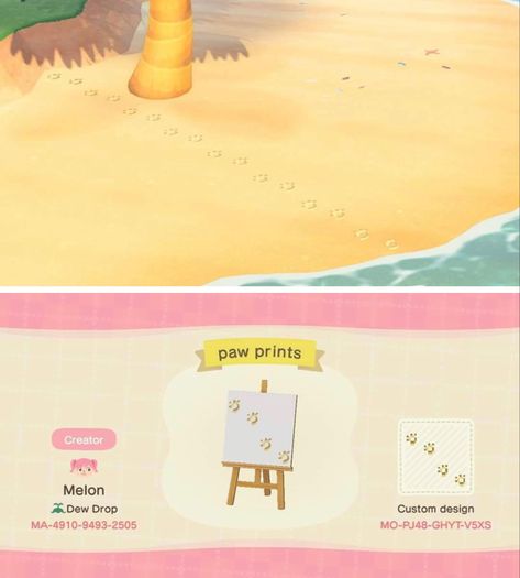 Sand Custom Design Animal Crossing, Acnh Paw Print Design, Acnh Duck Pond Code, Acnh Sand Path Code, Acnh Paw Print Path, Beach Animal Crossing Code, Sand Designs Acnh, Clear Path Acnh, Acnh Paw Print