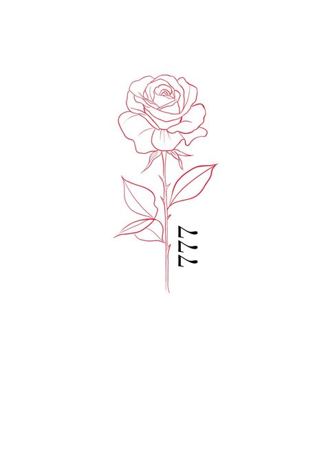 444 Rose Tattoo, Rose Outline Tattoo, Rose Tattoo Forearm, Small Rose Tattoo, Pretty Hand Tattoos, Red Rose Tattoo, Small Pretty Tattoos, Tattoo Templates, Pretty Tattoos For Women