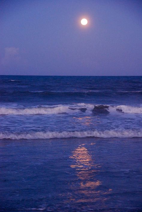 Moon Over The Ocean, Foto Muro Collage, Ocean At Night, Look Wallpaper, Beach Pink, Blue Sunset, Light Blue Aesthetic, Ocean Shores, Blue Aesthetic Pastel