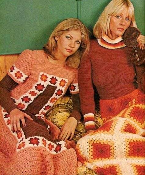 Crochet Retro, 70s Crochet, Retro Crochet, Vintage Needlework, 70s Clothing, Vintage Crochet Patterns, Vintage Knitwear, 70s Inspired Fashion, Unique Sweaters