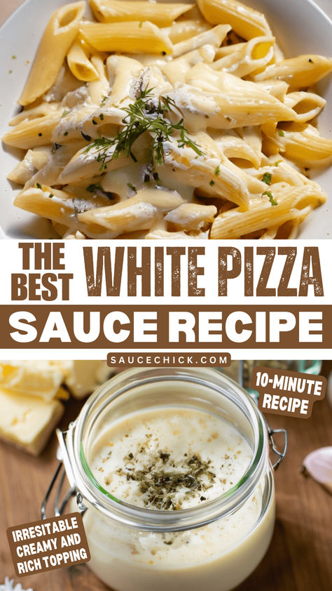 White pizza sauce recipe Pizza White Sauce Recipe, Alfredo Pizza Sauce, Pizza Sauce Recipe Homemade, Pizza Sauce Recipe Easy, White Pizza Sauce Recipe, Herbalism Recipes, Cicis Pizza, Pizza Sauces, White Pizza Sauce