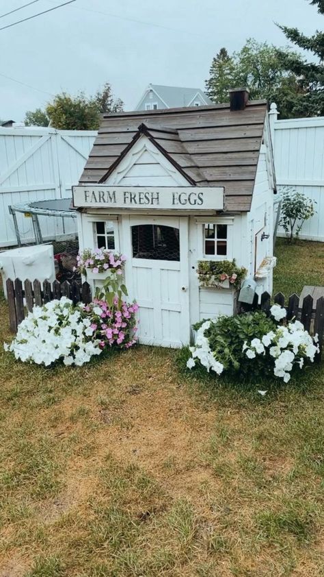 Playhouse Chicken Coop, Cute Chicken Coops, Small Chicken Coops, Chicken Coop Garden, Chicken Coop Decor, Backyard Chicken Coop Plans, Diy Chicken Coop Plans, Backyard Chicken Farming, Raising Backyard Chickens