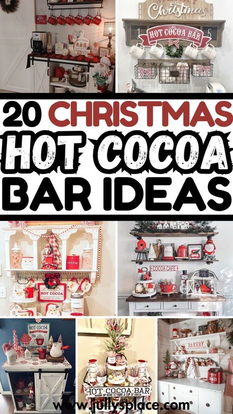 hot cocoa bar ideas, hot cocoa bar stations, christmas hot cocoa bar ideas Christmas Decorations Diy Hot Cocoa Bar, Hot Chocolate By The Fireplace, Coffee Tea Cocoa Station, Hot Cocoa Bar Ideas Christmas Diy, Holiday Hot Cocoa Bar Ideas, Hot Chocolate Tray Ideas, Hot Chocolate Bar For Teachers, Hot Cocoa Tray Ideas, Hot Chocolate Stand Ideas