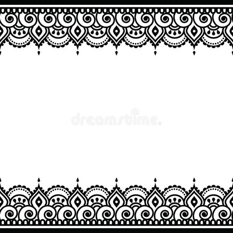 Photo about Vector border ornament - orient traditional style on white. Illustration of black, element, india - 60202314 Mandela Drawing, Indian Henna Tattoo, Henna Tattoo Design, Indian Henna Designs, Henna Mandala, Indian Henna, Mehndi Style, Anklet Tattoos, Marquesan Tattoos