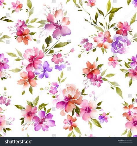 Watercolor Pattern Design, Watercolor Flowers Pattern, Botanical Flower Art, Flower Pattern Design, Ikat Design, Flower Art Images, Botanical Watercolor, Digital Flowers, Watercolor Flower