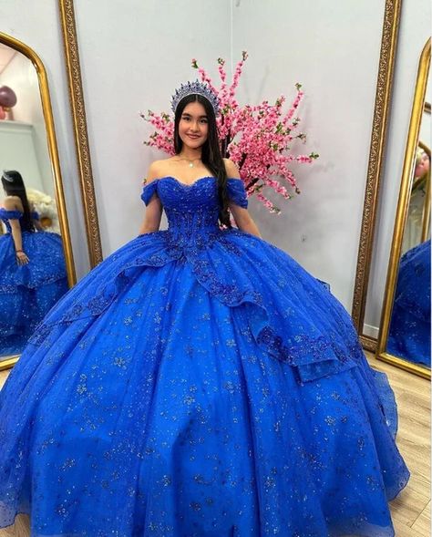 King Blue Sparkly Quinceanera Dresses Off Shoulder Fairy Skirt Applique Sequins robe de princesse bleu royale Sweet 15 robe gown - AliExpress Sparkly Quinceanera Dresses, Royal Blue Quince Dress, Blue Quince Dress, Royal Blue Quinceanera Dresses, Royal Blue Quince, Royal Blue Quinceanera, Corset Ball Gowns, Dresses Off Shoulder, Sweet 15 Dresses