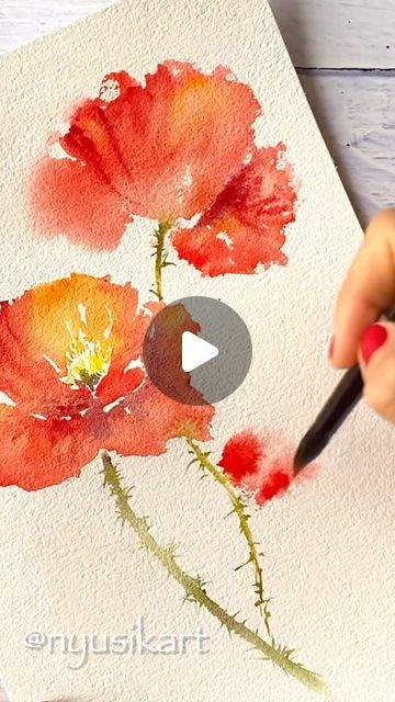 Paint Poppies, Watercolor Lesson, Poppy Flower Painting, Watercolor Guide, Loose Watercolor Paintings, Loose Watercolor Flowers, Painting Flowers Tutorial, Paintings Tutorials, Learn Watercolor Painting