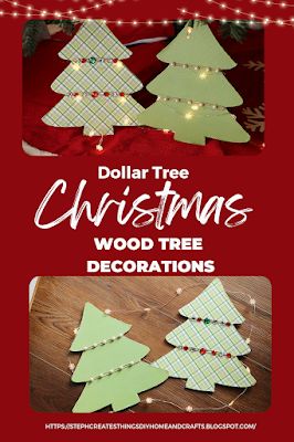 Easy Dollar Tree Christmas Wooden Tree Decorations Dollar Tree Wood Cutouts Christmas, Dollar Tree Wood Christmas Tree Diy, Dollar Tree Wood Christmas Tree, Christmas Wooden Tree, Wooden Tree Decorations, Wood Christmas Trees Diy, Christmas Diy Wood, Wooden Christmas Tree Decorations, Dollar Tree Christmas