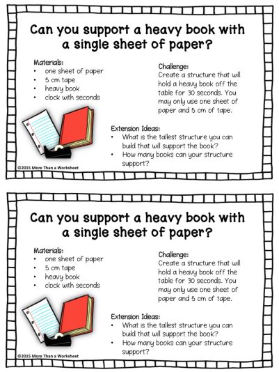 This is a super easy STEM activity. Would be great for the first week of school! Free printable from More Than a Worksheet! Stem Icebreaker Activities, 5th Grade Stem Activities, Quick Stem Challenges, Steam Worksheets, Easy Stem Challenges, Easy Stem Activities Elementary, Stem Worksheets, Easy Stem Activities, Stem Night