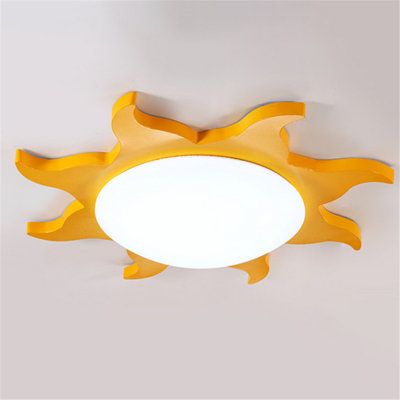 Yellow Sun Shaped Flush Ceiling Light 16" Cartoon Wood Acrylic Ceiling Light for Kindergarten-White Light Trinx Color Temperature: 6000K | Trinx Jellieke Acrylic LED Flush Mount 3.54 H x 16.0 W x 16.0 D in yellowAcrylic in Brushed Gold;yellow | 3.54" H X 16" W X 16" D | Wayfair Dimmable Led Ceiling Lights, Red Ceiling, Modern Kids Room, Yellow Theme, Acrylic Led, Yellow Sun, Wood Acrylic, Light Fixtures Flush Mount, Modern Ceiling Fan