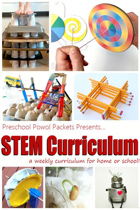 A STEM Curriculum to fit any schedule! These projects, and challenges can all integrate science, technology, engineering, and math into fun activities that help your children and students investigate and discover their world! Perfect for preschool, elementary, and middle school! Experiments Preschool, Stem Activities Middle School, Math Stem Activities, Homeschool Stem, Elementary Stem Activities, Stem Curriculum, Stem Classes, Experiments Kids, Stem Elementary