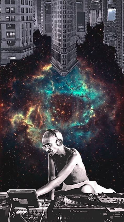 Techno Wallpaper Aesthetic, Gandhi Aesthetic, Dj Aesthetic, Space Art Gallery, Comedy Pictures, Space Music, Dj Art, Modern Graphic Art, Arte Punk