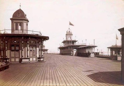 New Brighton Pier c.1890. @woollyback ￼ Brighton Pier, New Brighton, North Wales, Old Photos, Brighton, Lamp Post, Liverpool, Taj Mahal, History