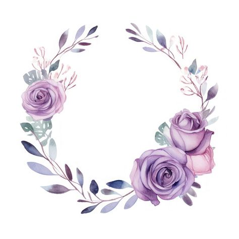 Elegant watercolor floral wreath | free image by rawpixel.com / Adjima Floral Circle, Circle Drawing, Floral Wreath Watercolor, Wreath Watercolor, Purple Floral, Flower Wreath, Cake Art, Botanical Art, Floral Watercolor