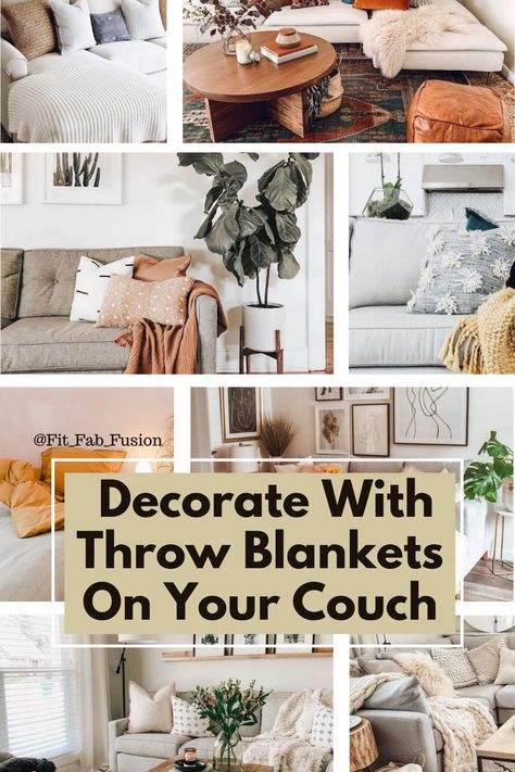 Whether you want to add some coziness, color, or texture to your living room, a throw blanket can do wonders. In this post, you will find eight different ways to position throws on a couch, from draping them over the side, to folding them under pillows, to twisting them for a casual look2. You will also learn how to choose a throw blanket that matches your sofa style and your personal taste. Plus, you will discover some amazing throw blanket options that you can buy online or make yourself. Neutral Apartment Decor, Affordable Room Decor, Over The Couch, Decorative Throws Blanket, Couch Throw Blanket, Bohemian Living Rooms, Cuddling On The Couch, White Couches, Couch Blanket