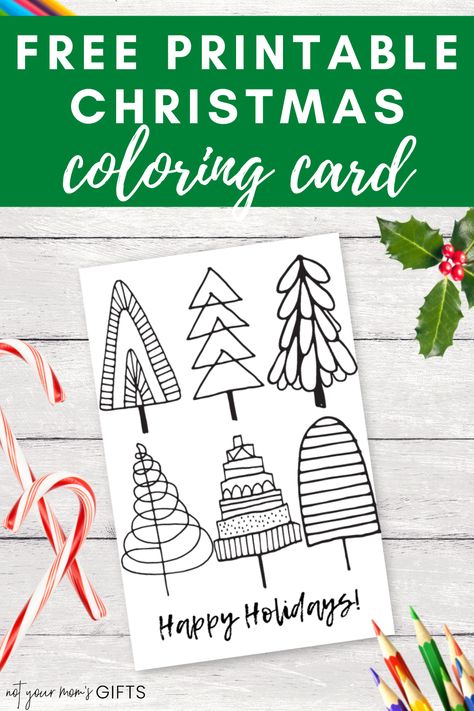 Not only does this FREE coloring card help you save money on your Christmas cards this year, but it’s also a great way to get yourself in the holiday spirit! Just print this Christmas Card to Color Free Printable & fold in half! | Christmas card coloring free printable | Christmas card coloring pages | free printable Christmas cards to color | free Christmas coloring pages | free Christmas card coloring pages | free Christmas card coloring printables | adult coloring cards | notyourmomsgifts.com Blank Christmas Cards Free Printable, Holiday Card Template Free Printable, Christmas Cards To Color Free Printable, Christmas Coloring Cards Free Printables, Printable Christmas Cards To Color, Christmas Card Coloring Free Printable, Printable Christmas Cards Templates, Christmas Cards Printable Free, Christmas Card Templates Free Printable