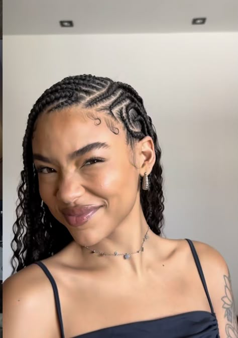 Boxer Braids Black Women, Protective Styles Mixed Hair, Half Individuals Half Cornrows, Stitch Braids Side Part, Fulani Braid With Box Braids, Spring Break Braids Hairstyles, Caribbean Braids Hair Styles, Women’s Braids Hairstyles, Versatile Tribals With Knotless Braids