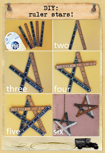 Ruler Star @Jeanne Bright Bright Jones - these would be cute on your star tree! Paint Stick Crafts, Ruler Crafts, 4th July Crafts, Journal Diy, Fourth Of July Decor, Wood Stars, Stars Craft, Patriotic Crafts, Star Diy