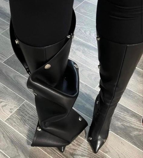 Long Boots For Women, Heels Boots Outfit, Boots Metal, Heel Knee High Boots, Slouchy Boots, Denim Boots, Womens Stilettos, Girly Shoes, Hype Shoes