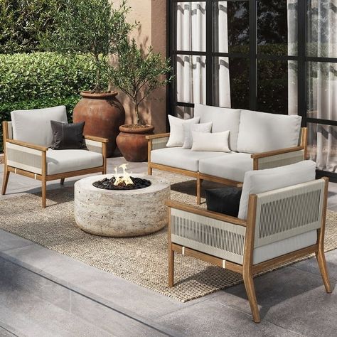 Kayden Bohemian 3-Piece Patio Conversation Set, Outdoor Loveseat and Chair Set with Solid Acacia Wood Frame - Bed Bath & Beyond - 40225264 Nathan James, 3 Piece Sofa, Outdoor Patio Set, Patio Loveseat, Outdoor Loveseat, Outdoor Patio Furniture Sets, Pinterest Group, Wood Patio, Sofa Seats