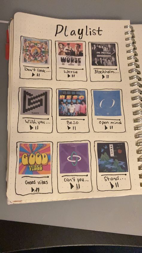 Playlist Drawings Ideas, Music Album Drawings, Spotify Playlist Drawing Aesthetic, Playlist Drawing Aesthetic, Spotify Playlist Drawing Ideas, Song Playlist Drawing, Monthly Playlist Bullet Journal, Music Playlist Drawing, Spotify Music Drawing