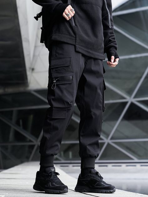 Casual Techwear, Drawstring Cargo Pants, Apocalyptic Clothing, Cargo Pants Streetwear, Techwear Pants, Techwear Fashion, Clothes Pants, Japanese Clothing, Casual Cargo Pants