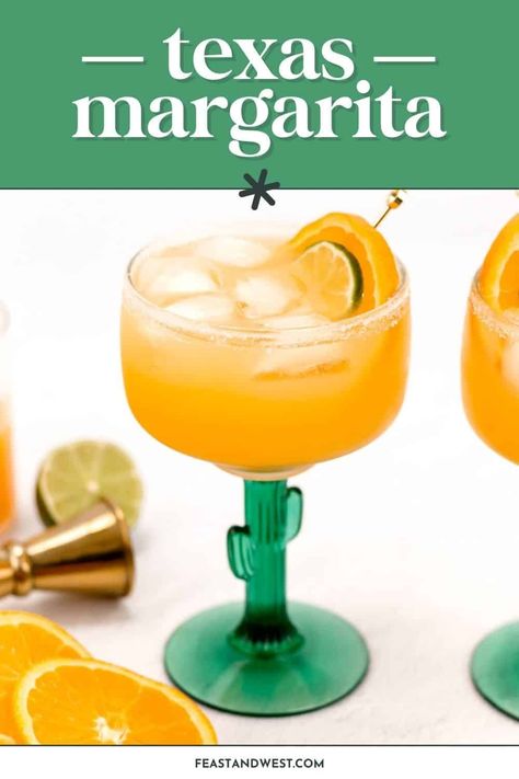 Say howdy to this exciting Texas margarita! Enjoy a taste of the Lone Star State with this delicious and simple cocktail recipe. https://feastandwest.com/2024/04/09/texas-margarita/ Texas Margarita Recipe, Texas Margarita, Frozen Drinks Alcohol, Homemade Margaritas, Breakfast Cocktails, Margarita Salt, Simple Cocktail, Chili Lime Seasoning, Citrus Cocktails