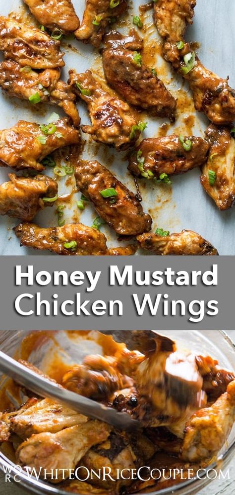 Popular Honey Mustard Chicken Wings . Sauce is so good, you'll lick your fingers. | @whiteonrice Easy Buffalo Wings, Easy Buffalo Wings Recipe, Honey Mustard Wings, Honey Mustard Chicken Wings, Homemade Honey Mustard Sauce, Chicken Wing Sauce Recipes, Easy Chicken Wing Recipes, Easy Chicken Wings, Honey Mustard Recipes