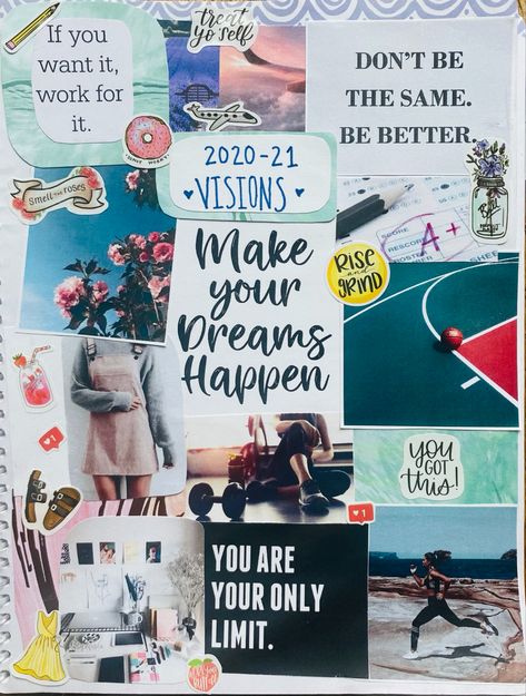 Vision Board Project For Students, Vision Board Notebook, Vision Journal Ideas, Vision Board Categories, Kids Vision Board, Vision Board Project, Prayer Vision Board, Creative Vision Boards, Vision Board Words