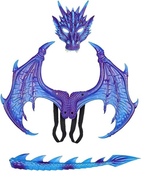 PRICES MAY VARY. 【Dragon Cosplay Wings Set】Children's Dragon Costume features a dragon theme and is designed in a classic that fits most people and is easy to wear. 【Premium Material】Children's Dragon Wings Costume is made of soft rubber, and foam fabric, make this dragon costume is very vivid in shape and service time. 【Widely Used】3pcs Kids Dragon Wing Cosplay Set is suitable for Children's day, Halloween, masquerade carnivals, Easter, or any other cosplay gathering. 【Easy to Wear】The elastic Kids Dragon Costume, Costume Dinosaure, Kids Dinosaur Costume, Halloween Wings, Dinosaur Tails, Cosplay Wings, Masquerade Halloween, Play Props, Dragon Dreaming