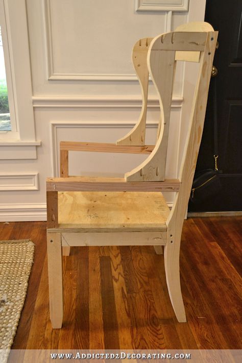 DIY wingback dining chair - how to build a frame for an upholstered chair - 24 Wingback Dining Chair, Build A Frame, Woodworking Chair, Chair Frame, Poltrona Vintage, Building Furniture, Diy Casa, Upholstered Chair, Interior Design Diy