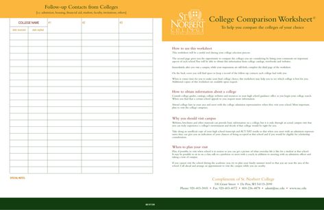 College Comparison Worksheet, Comparison Worksheet, Guidance Office, College Finals, High School Transcript, College Guide, Student Government, College Search, Book Reports