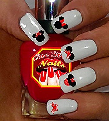 Amazon.com: Disney Minnie Mouse Bow Nail Art Decals. Tattoo Nail Decal Set of MB001-74 by One Stop Nails: Beauty Disney Princess Nail Art, Nails Regular Polish, Paw Print Nails, Princess Nail Art, Nails Regular, Ongles Gel French, Disney Princess Nails, Disney Inspired Nails, Minnie Mouse Nails