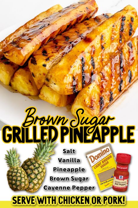 Grilled Pineapple Recipe, Pineapple Recipe, Brown Sugar Glaze, Grilled Fruit, Pineapple Recipes, Sugar Glaze, Summer Grilling Recipes, Cookout Food, Grilled Pineapple