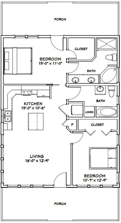 1000 Sq Ft House, Plan Garage, 1000 Sq Ft, Small Cottage Homes, 2 Bedroom House Plans, Cabin Floor, Cabin Floor Plans, Small House Floor Plans, Cabin House Plans