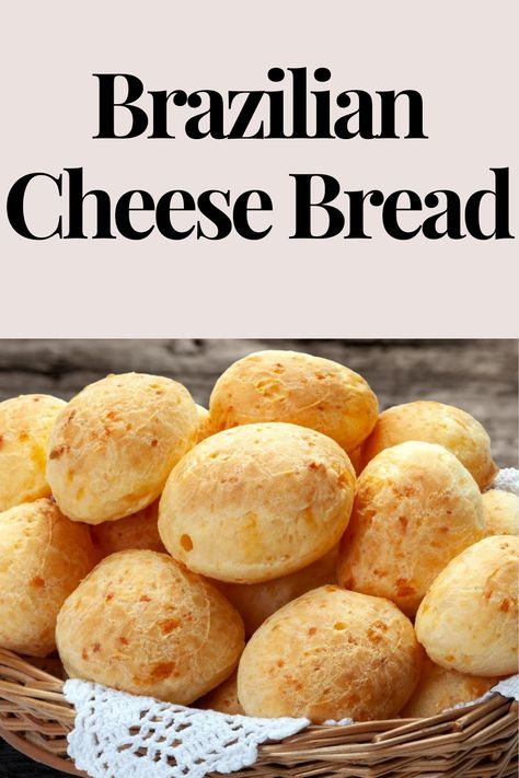 Brazilian Cheese Bread, or Pão de Queijo, is a popular gluten-free snack made from tapioca flour and cheese. These small, fluffy rolls are characterized by their crispy exterior and chewy interior, often featuring a blend of cheeses like Parmesan or mozzarella. Enjoyed warm, they are perfect as an appetizer, breakfast treat, or side dish, offering a delightful cheesy flavor in every bite. Brazilian Cheese Rolls, Brazilian Cheese Bread, Cheese Rolls, Gluten Free Recipes Bread, Tapioca Flour, Recipes Appetizers And Snacks, Delish Recipes, Brazilian Food, Cheese Bread