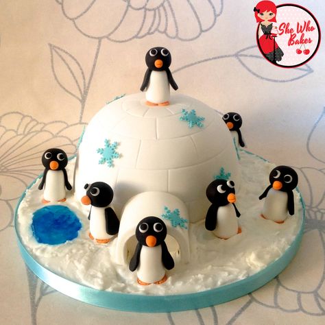 Igloo Cake, Ladybird Cake, Xmas Cakes, Rodjendanske Torte, Penguin Cake, Pool Cake, Simple Cakes, Penguin Cakes, Penguin Birthday