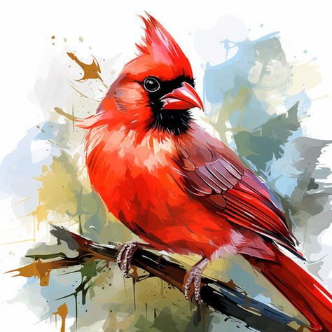 Cardinal Clipart in Impressionistic Art Style: 4K & Vector Vintage Cardinal Images, Flying Cardinal Drawing, Abstract Cardinal Painting, Painting A Cardinal, Cardinal Paintings, Cardinal Illustration, Cardinal Bird Painting, Cardinal Clipart, Cardinals Birds