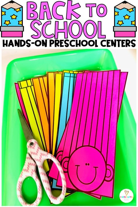 Fine Motor Literacy Centers Kindergarten, Color Centers For Kindergarten, Back To School Activity For Preschoolers, Hands On Literacy Activities Preschool, Close Ended Activities, Literacy Crafts Preschool, Preschool Ripping Activities, Writing Center Activities Preschool, Ordering Activities Preschool