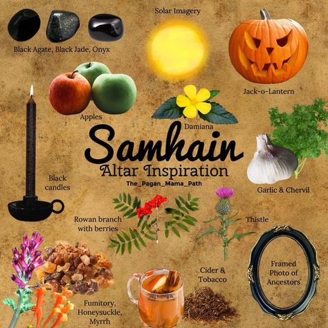 Samhain Altar Decorations, Samhain Crafts Pagan, Fall Alter Ideas Witch, Samhain Diy Decorations, Natural Samhain Decor, Celtic Altar Ideas, Pagan Halloween Decorations, What Is Samhain, Samhain Decorations Pagan