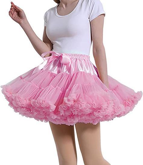 Amazon.com: Women's Petticoat Skirt Adult Puffy Tutu Skirt Layered Ballet Tulle Pettiskirts Dress Costume Underskirt Pink : Clothing, Shoes & Jewelry Tutu Skirt Outfit, Poofy Skirt, Transgender Outfits, Pink Tutu Skirt, Petticoat Skirt, 2000s Clothing, Puffy Skirt, Frilly Dresses, Satin Ribbon Bow