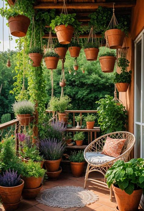 Hippie Backyard, Hippie Garden Ideas, Boho Garden Ideas, Hanging Herb Gardens, Vertical Pallet Garden, Small Patio Design, Hippie Garden, Bohemian Garden, Boho Garden