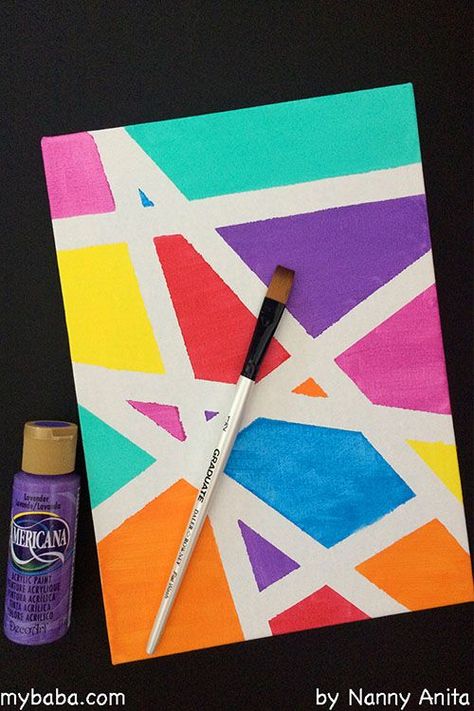 Painting With Kids, Kids Canvas Painting, Kids Canvas Art, Microsoft Paint, Tape Painting, Craft Board, Simple Canvas Paintings, Tape Art, Easy Canvas Art