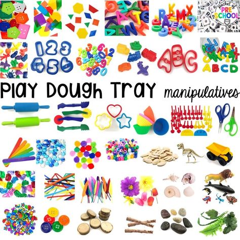 My favorite play dough tray manipulatives for little learners. Read about the benefits and how to use play dough trays in the preschool, pre-k, and kindergarten classroom. Play Dough Trays, Playdough Trays, Preschool Playdough, Pocket Of Preschool, Kindergarten Classrooms, Preschool Sensory, Make Birthday Cake, Purple Room, Dip Tray